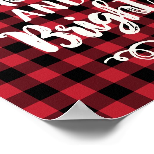 Merry and Bright Rustic Red Pset Holiday Wall Poster (Hoek)