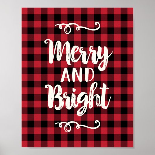 Merry and Bright Rustic Red Pset Holiday Wall Poster (Voorkant)