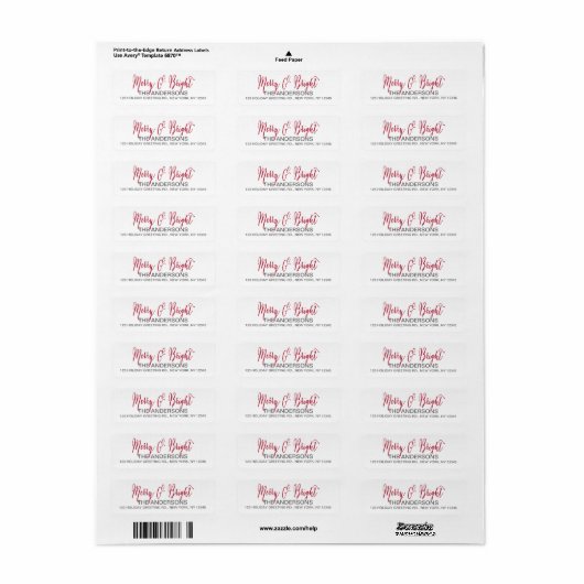 Merry and Bright Script Etiket (Full Sheet)
