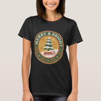 Merry and Bright Shirt Vintage Kerstboom T-shirt