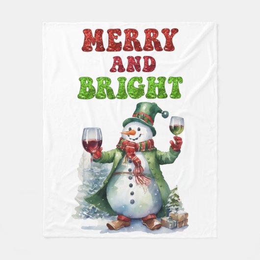 Merry and Bright Snowman  Fleece Deken (Voorkant)