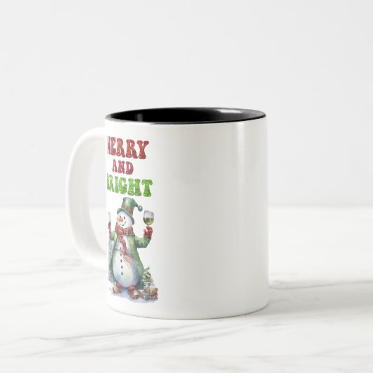 Merry and Bright Snowman Tweekleurige Koffiemok (Voorkant links)