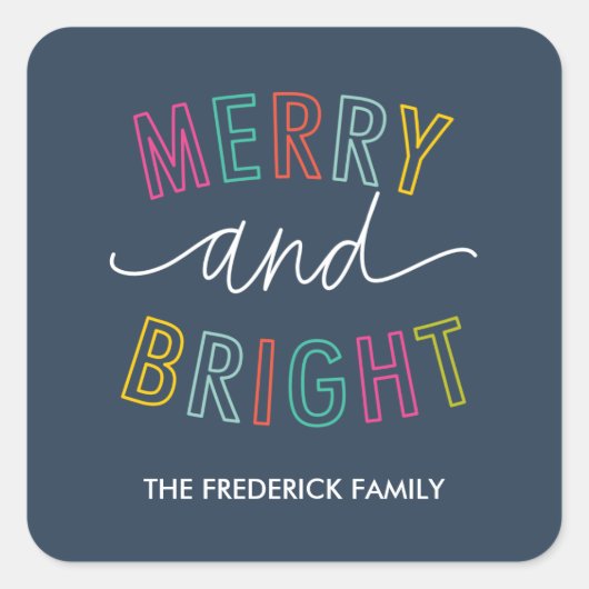 Merry and Bright Square Holiday Stickers (Voorkant)