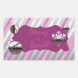 Merry and Bright Stripes Rectangle Sticker
