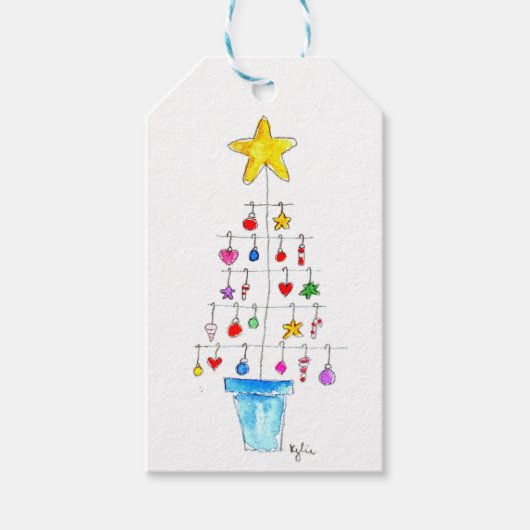 Merry and Bright Tree Cadeaulabel (Voorkant)