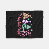 Merry And Bright Tree Neon Christmas Fleece Deken (Voorkant (Horizontaal))