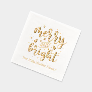 Merry and Bright typografie familienaam Folie Servetten
