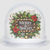 Merry and Bright voegen bericht foto jaar naam toe Sneeuwbol (Voorkant)