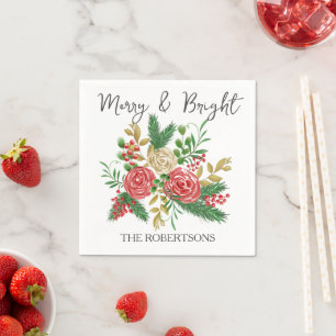 Merry and Bright Waterverfrozen Custom Vakantie Servet