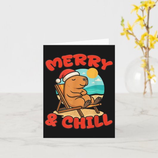 Merry And Chill Capybara _ Funny Cute Capybara San Kaart (Gele Bloem)