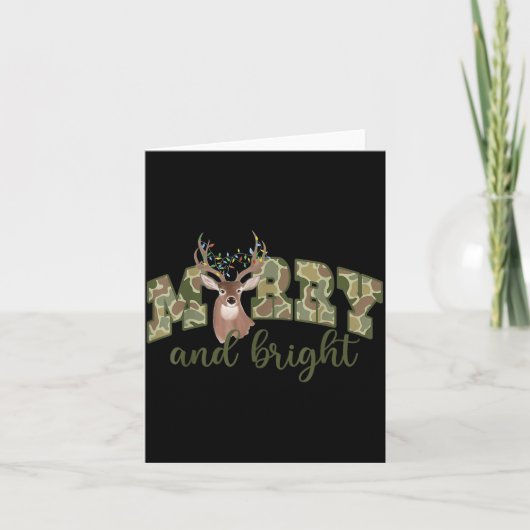 Merry And Christmas Bright Camouflage Reindeer Xma Kaart (Voorkant)