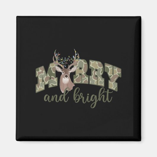 Merry And Christmas Bright Camouflage Reindeer Xma Magneet (Voorkant)