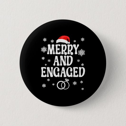 Merry And Engaged Couple Christmas Matching Pajama Ronde Button 5,7 Cm (Voorkant)