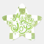 Merry and Joy Green Checkered Star Stickers (Voorkant)