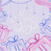 Merry and Joy Pastel Holiday Sticker with Gifts (Devant)