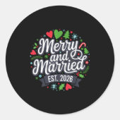 Merry And Married 2026 - Matching Couple Christmas Ronde Sticker (Voorkant)