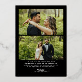 Merry and Married 3 foto's Passen getrouwd Kerst Folie Feestdagenkaart (Achterkant)