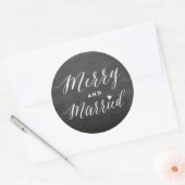 Merry and Married Black Chalkboard Holiday Weddens Ronde Sticker (Envelop)