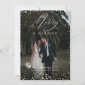 Merry and Married Pas getrouwd Mr. en Mrs. Feestdagenkaart (Voorkant)