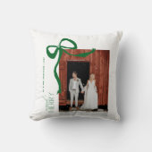 Merry and Married Script 2 Photos Christmas Bow Kussen (Voorkant)