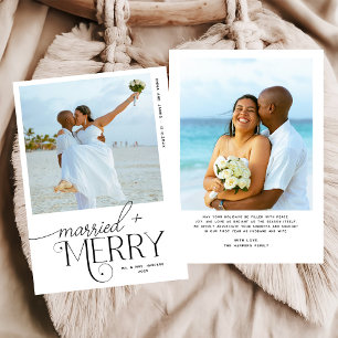 Merry and Married Script Foto Passen getrouwd Feestdagenkaart