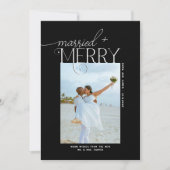 Merry and Married Script Foto Passen getrouwd Feestdagenkaart (Voorkant)