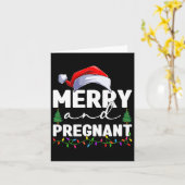 Merry And Pregnant Christmas Pregnancy Announcemen Kaart (Gele Bloem)