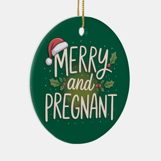 Merry and Pregnant Xmas zwangerschapsaankondiging Keramisch Ornament (Rechts)