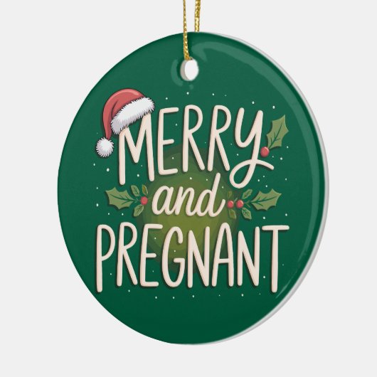Merry and Pregnant Xmas zwangerschapsaankondiging Keramisch Ornament (Links)