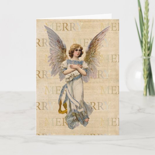 Merry Angel Vintage Kerst Kaart (Voorkant)