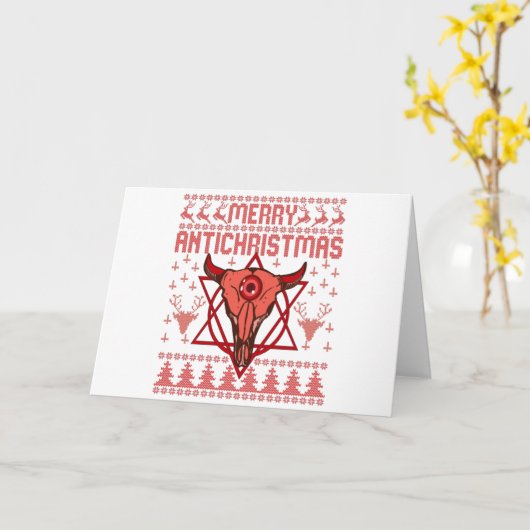Merry Antichristmas Funny Kerstly Ugly Sweater Kaart (Gele Bloem)