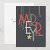 Merry Art Deco Modern Simple Holiday Kaart (Voorkant / Achterkant)