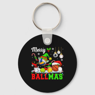 Merry Ballmas Xmas Santa Elf Volleybal Basketbal Sleutelhanger