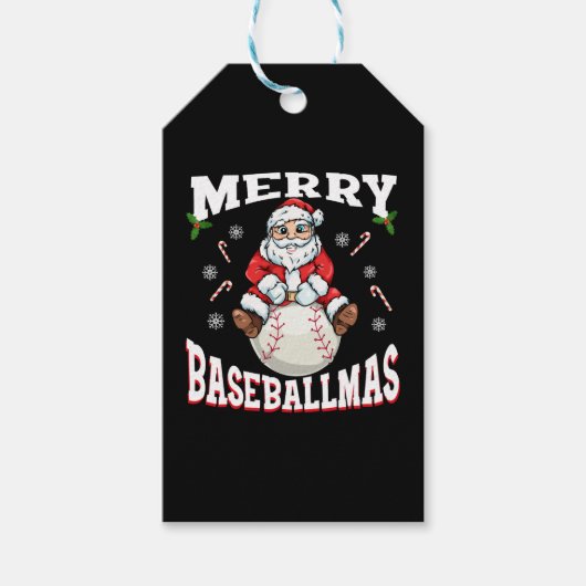 Merry Baseballmas Funny Kersthonkbal Cadeaulabel (Voorkant)