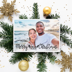 Merry Beachy-kerstvakantiefoto Feestdagenkaart