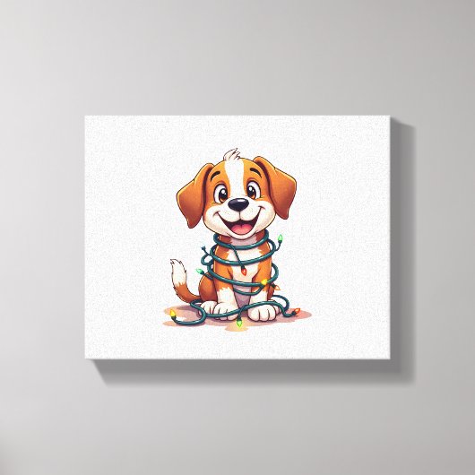 Merry Beagle Lights Canvas Afdruk (Voorkant)