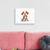 Merry Beagle Lights Canvas Afdruk (Insitu (Woonkamer))