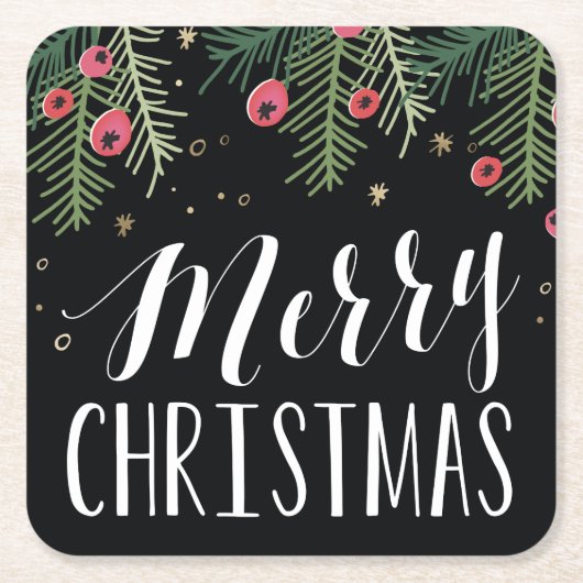 Merry Berry Collectie Vierkante Kartonnen Onderzetter (Voorkant)