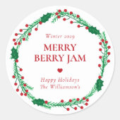 Merry Berry Custom Kerst Jam Label (Voorkant)