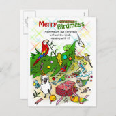 Merry Birdmess Feestdagenkaart (Voorkant / Achterkant)