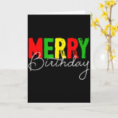 Merry Birthday, Born On Christmas Day  Kaart (Gele Bloem)