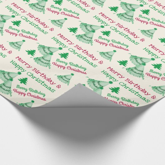 Merry Birthday en Happy Kerstmis - Xmas Bday v2 Cadeaupapier (Hoek)