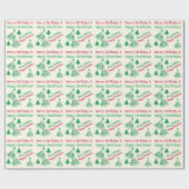 Merry Birthday en Happy Kerstmis - Xmas Bday v2 Cadeaupapier (Vlak)