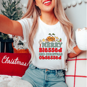 Merry Blessed en Christmas T-shirt voor dames