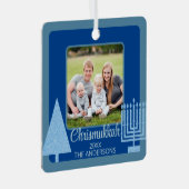 Merry Blue InterGeloof Chrismukkah Double Sided Metalen Ornament (Voorkant Rechts)