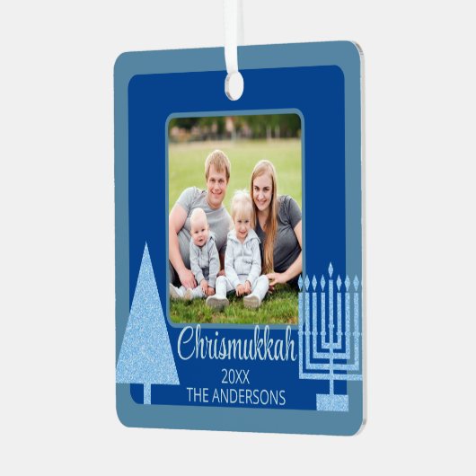 Merry Blue InterGeloof Chrismukkah Double Sided Metalen Ornament (Voorkant links)