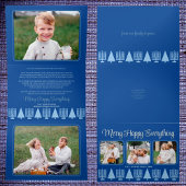 Merry Blue Interreligieuze Elegant Script 4 Foto Drieluik Wenskaart