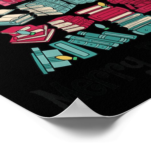 Merry Bookmas Books Ne Tree Funny Reading Lover Ch Poster (Hoek)