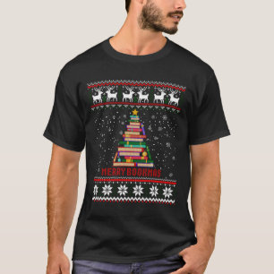 Merry Bookmas Books Pine Tree Reading Lover T-shirt