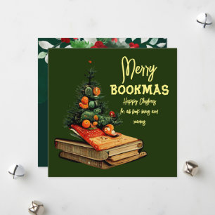 Merry Bookmas - kerstboeken - boom Feestdagenkaart